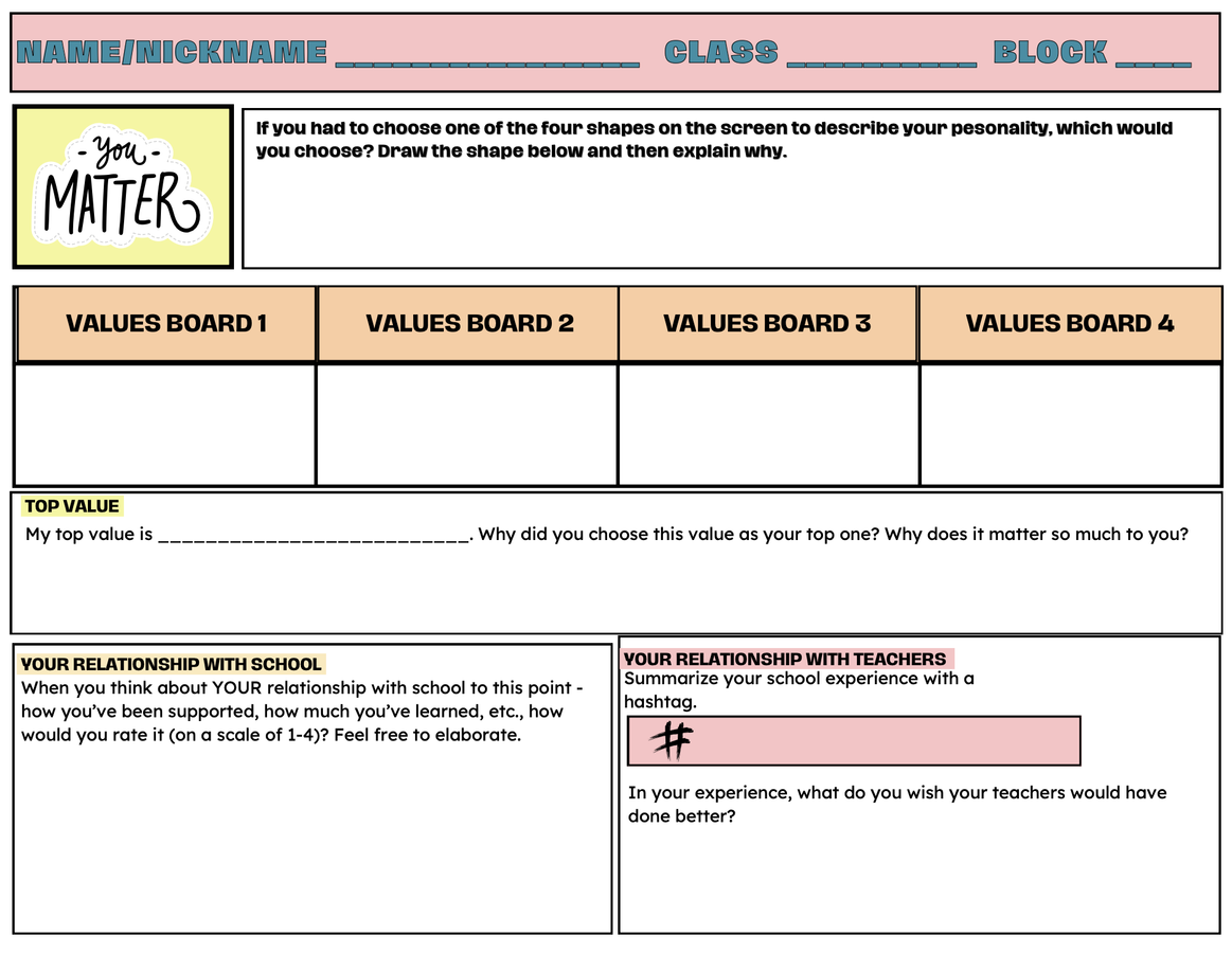 Free sheet to help teachers get to know your students
